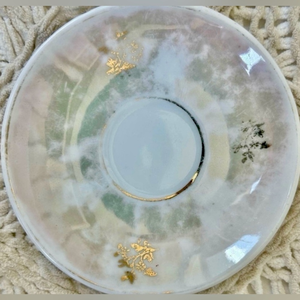 Vintage German Porcelain Demitasse Cup & Saucer Raised Enamel Gold Gilt Antique - Picture 6 of 10